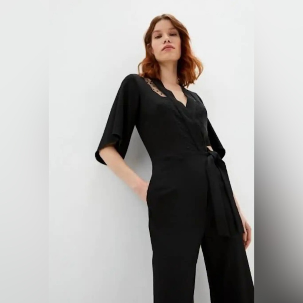 Sandro BLACK Women's Wrapover Jumpsuit, US 36